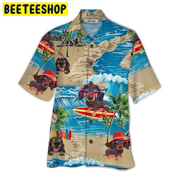 Go To Beach Dachshund 3d All Over Printed Trending Hawaiian Shirt-1