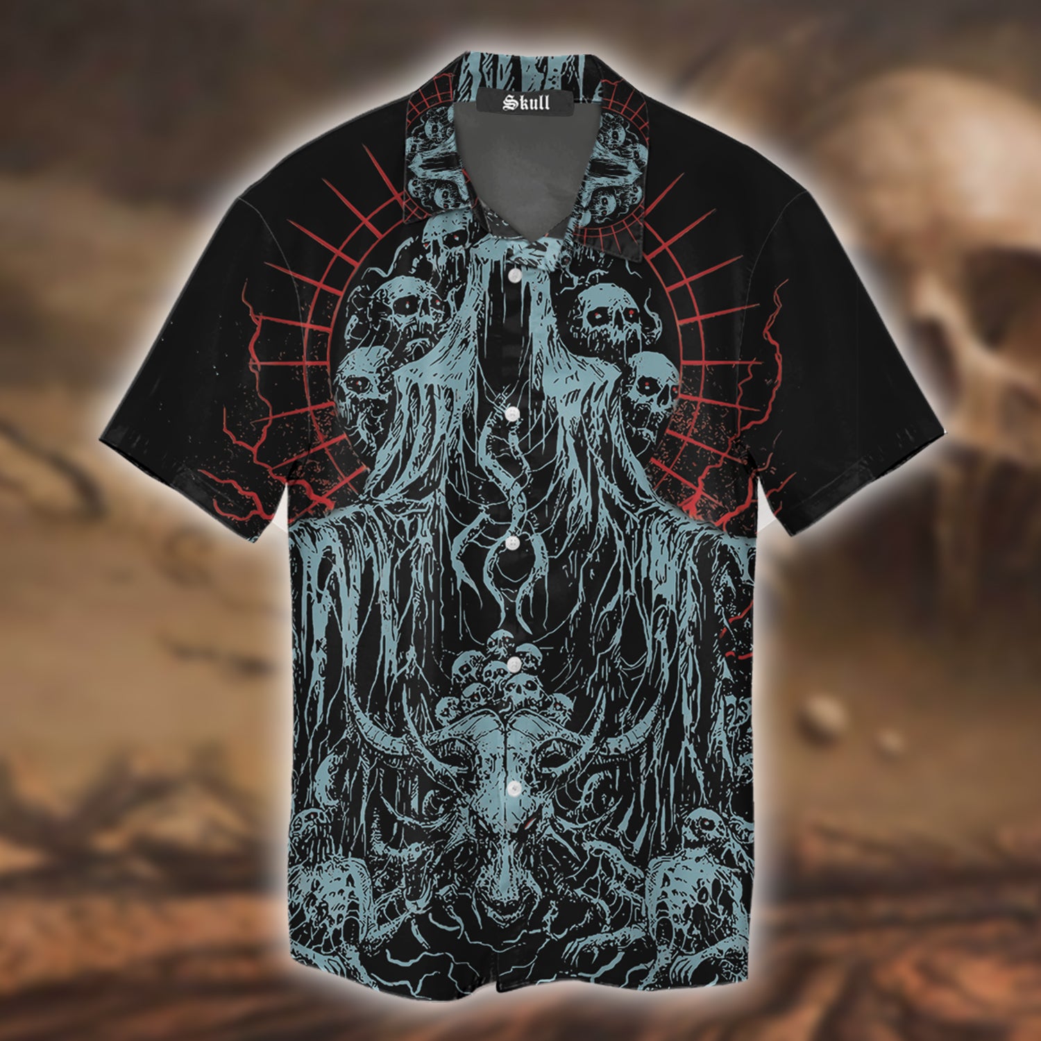Goat Demon Skull Hawaiian Shirt-1