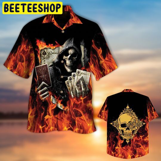 Golden Poker Skull Trending Hawaiian Shirt-1
