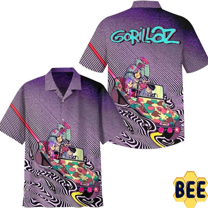 Gorillaz Psychedelia Button Up Trending Hawaiian Shirt-1