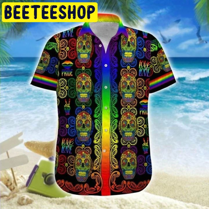 Gradient Skull Hawaiian Shirt-1