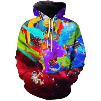 ASTRONAUT RAINBOW MUSIC 3D STREET WEAR HOODIE