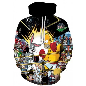 BUGS BUNNY VS HOMER SIMPSONS 3D STREET WEAR HOODIE
