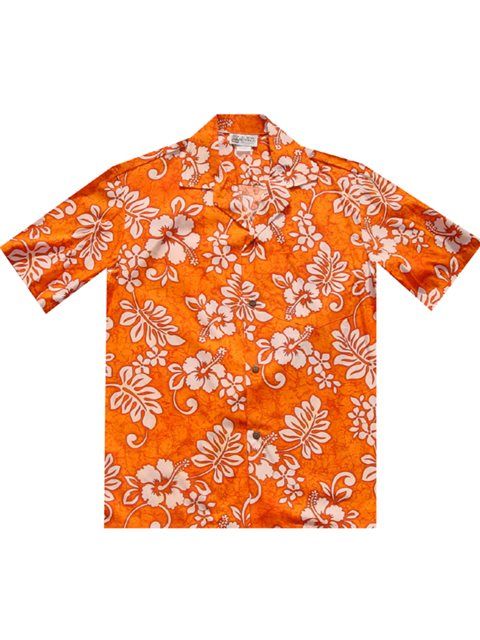 Batik Hibiscus Orange White Best Design Hawaiian Shirt