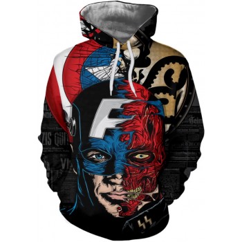 CAPTAIN AMERICA TWO FACE 3D STREET WEAR HOODIE