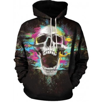 COLOUR FADE SKULL 3D STREET WEAR HOODIE