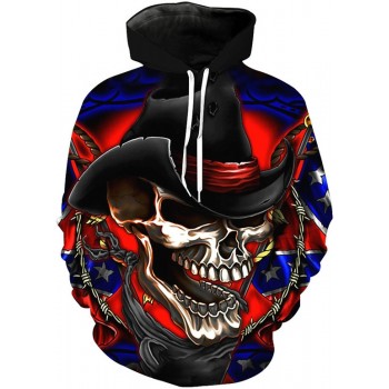 COWBOY SKULL HEAD 3D STREET WEAR HOODIE