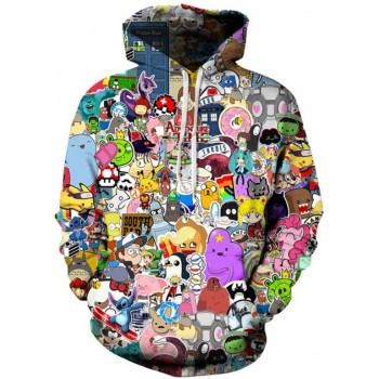 CRAZY CARTOON CHARACTERS 3D HOODIE
