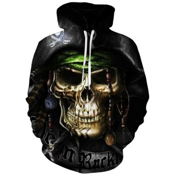 CREEPY PIRATE SKELETON 3D STREET WEAR HOODIE