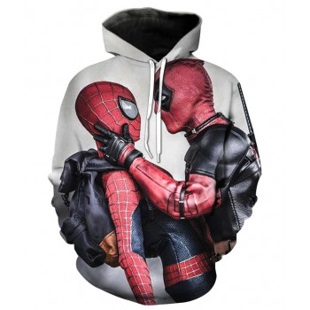 DEADPOOL AND SPIDERMAN 3D STREET WEAR HOODIE