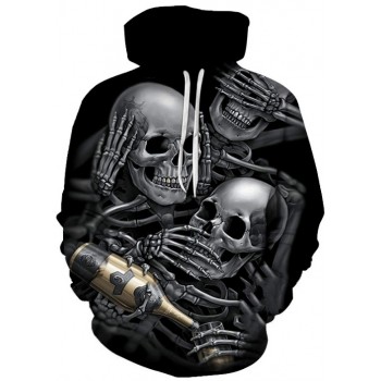 DON T HEAR SPEAK OR SEE SKELETONS 3D STREET WEAR HOODIE