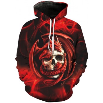DRAGON RED SKULL 3D STREET WEAR HOODIE