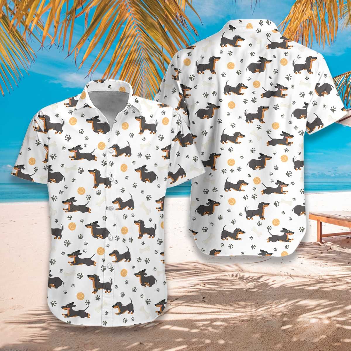 Dachshund White Nice Design Hawaiian Shirt