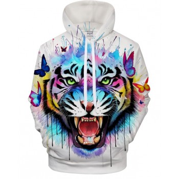 FIERCE RAINBOW TIGER 3D STREET WEAR HOODIE