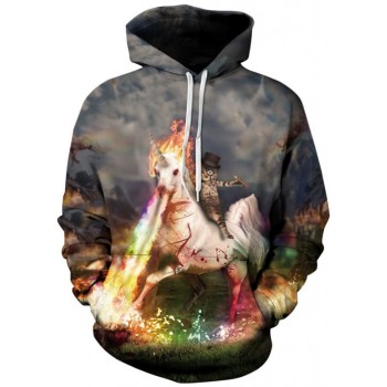 FIRE HORSE AND KITTY CAT 3D STREET WEAR HOODIE
