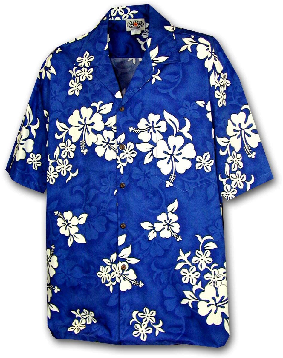 Flowers Blue White Design Hawaiian Shirts