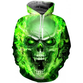 GREEN TOXIC SKULL 3D STREET WEAR HOODIE