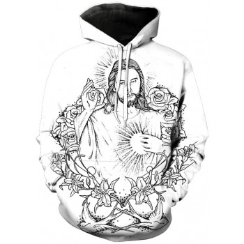HOLY CHRIST MONOCHROME 3D STREET WEAR HOODIE