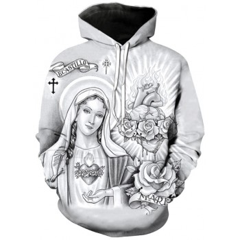 HOLY LADY MONOCHROME 3D STREET WEAR HOODIE