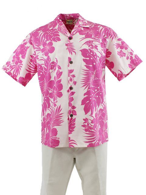 Hibiscus Panel Pink White Nice Design Hawaiian Shirt