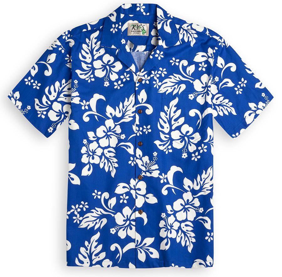Hibiscus Royale Blue White Amazing Design Hawaiian Shirt