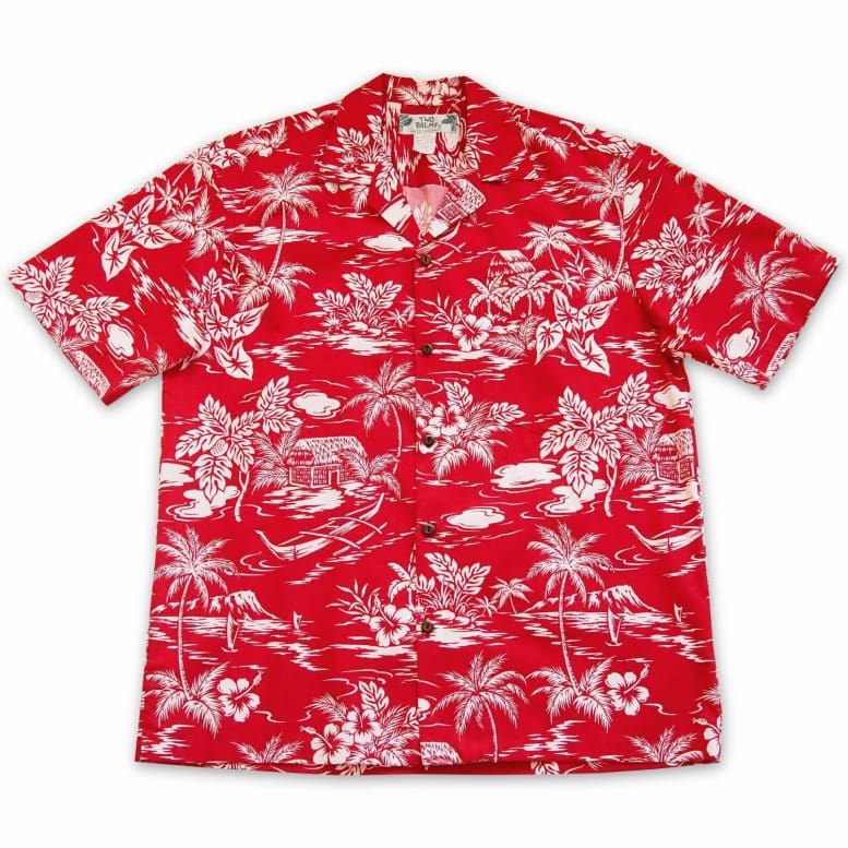 Island Red High Quality Hawaiian Shirt