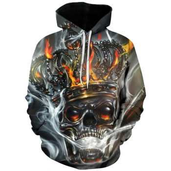 KING METAL HEAD SKULL 3D STREET WEAR HOODIE