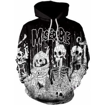 MISERABLE SKELETONS 3D STREET WEAR HOODIE