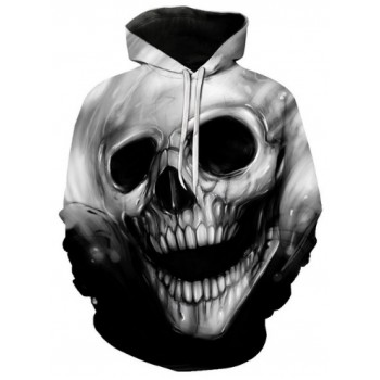 MONO TONE SKELETON HEAD 3D STREET WEAR HOODIE