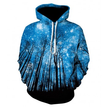 NIGHT STARS TREES SPACE PULLOVER HOODIE