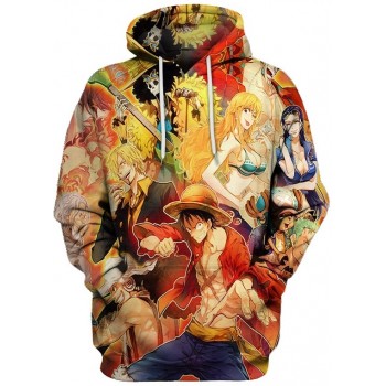 ONE PIECE COOL ANIME SKETCH 3D STREET WEAR HOODIE