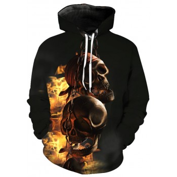 PIRATE FIRE SKULL 3D STREET WEAR HOODIE