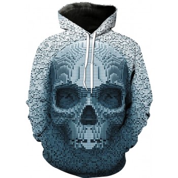 PIXEL SKULL HEAD 3D STREET WEAR HOODIE