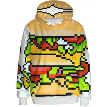 PIXELATE HAMBURGER 3D STREET WEAR HOODIE