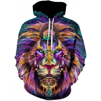 PSYCHEDELIC ROBOTIC LION 3D HOODIE