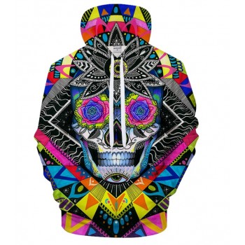 PSYCHEDELIC TRIPPY ILLUMINATI SKULL 3D HOODIE