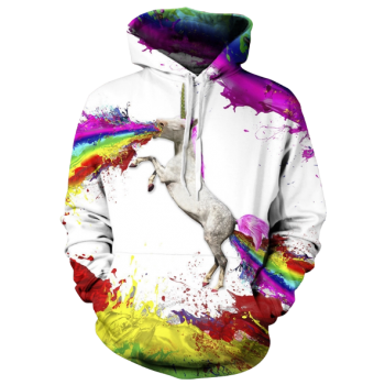 PUKING RAINBOW UNICORN 3D STREET WEAR HOODIE