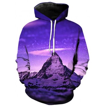 PURPLE SPRITE MOUNTAIN 3D STREET WEAR HOODIE