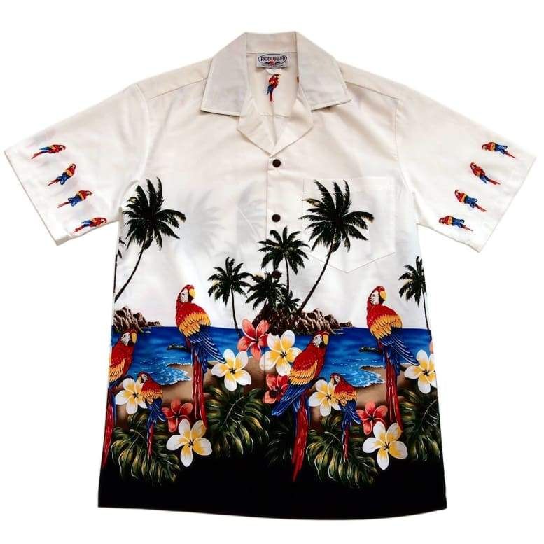 Parrot White High Quality Hawaiian Shirt