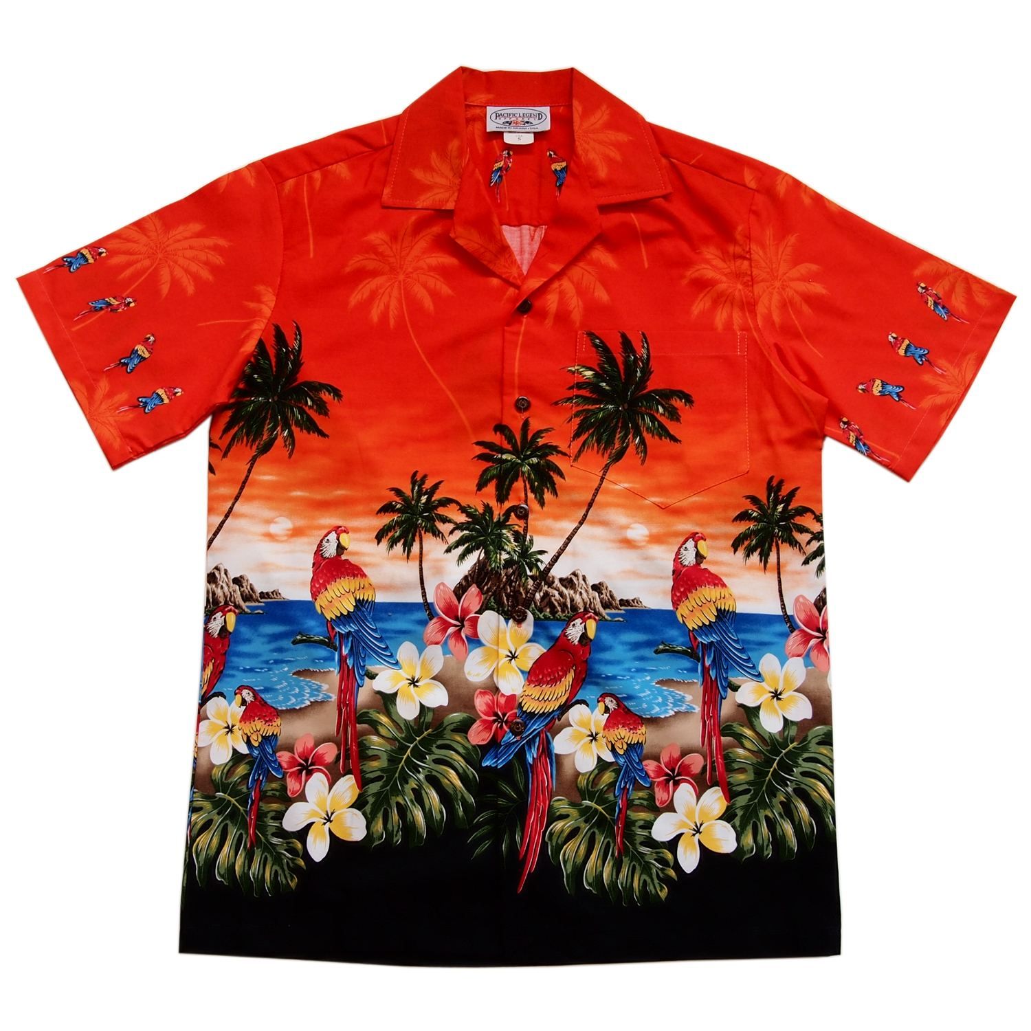 Parrots Red High Quality Hawaiian Shirt