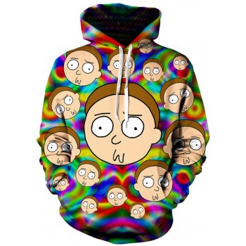 RICK AND MORTY FACE MASH UP 3D HOODIE