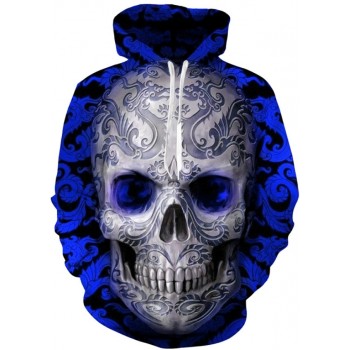 SAPPHIRE SKULL TATTOO 3D STREET WEAR HOODIE