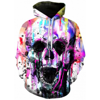 SKULL RAINBOW PAINT DRIP 3D HOODIE