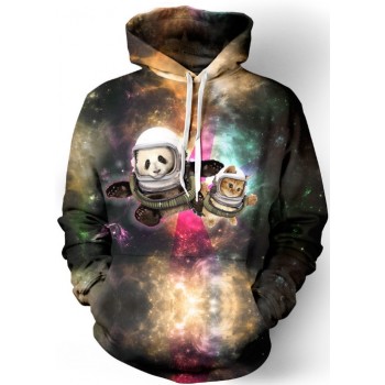 SPACE PANDA AND KITTY CAT 3D STREET WEAR HOODIE