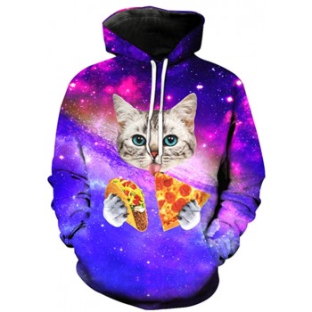 SPACE PIZZA KITTY CAT 3D STREET WEAR HOODIE