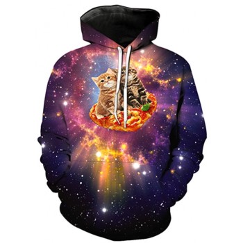 SPACE PIZZA KITTY CATS - 3D STREET WEAR HOODIE