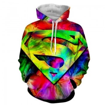 SUPERMAN RAINBOW LOGO 3D HOODIE