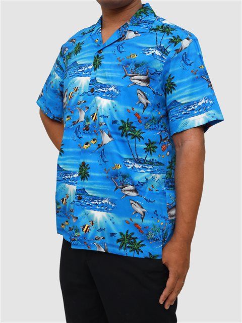 Shark Island Blue Unique Design Hawaiian Shirt