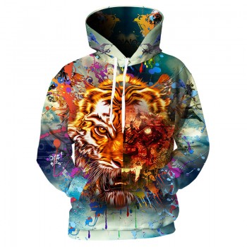TIGER RAINBOW BURST 3D STREET WEAR HOODIE