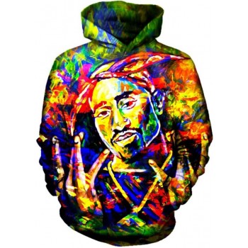 TUPAC SHAKUR GANGSTER RAINBOW 3D HOODIE